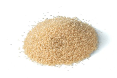 Photo for Pile set of Brown Sugar, crystal grain sugar pouring down abstract cloud group. Beautiful complete seed sugarcane, food object design. Selective focus freeze shot black background isolated - Royalty Free Image