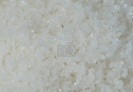 Photo for Macro Close up Texture of salt, crystal white grain salts. Beautiful complete seed salt, food object design. Selective focus freeze shot white background isolated - Royalty Free Image