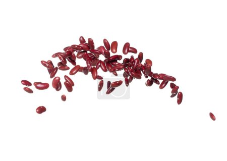 Photo for Red Bean flying explosion, red grain beans explode abstract cloud fly. Beautiful complete seed pea bean splash in air, food object design. Selective focus freeze shot white background isolated - Royalty Free Image