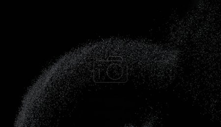 Photo for Million of black sand explosion, Photo image of falling down sands flying. Freeze shot on black background isolated overlay. Tiny Fine sand dust magnet as particle disintegrate science - Royalty Free Image