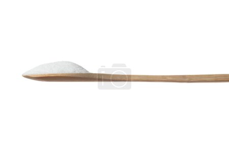 Téléchargez les photos : Pure refined Sugar in table spoon, white crystal sugar fall line down. Pure refined sugar stop in air, food object design. white background isolated high speed freeze motion - en image libre de droit