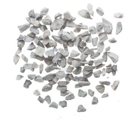 Photo for Rock gravel fly explosion fall, gray stone pebbles rock explode abstract cloud fly. Construction rock stone splash in air, object design. White background isolated freeze shot, selective focus blur - Royalty Free Image