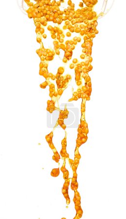 Téléchargez les photos : Yellow Soy Bean in Vegetable Oil pour fall down in Air. Golden Soybean mix with cooking oil pouring from jar, soy bean is healthy diet and food element cooking ingredients. White background isolated - en image libre de droit