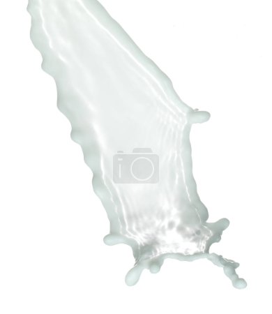 Foto de Leche diaria loción blanca gotita mosca salpicaduras. La crema de leche vierte flotador en el aire. Derrame de explosión de loción hidratante. Fondo blanco aislado de alta velocidad obturador congelar - Imagen libre de derechos
