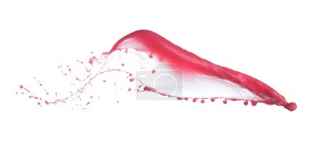 Téléchargez les photos : Le jus de fraise de tomate rouge verse la forme de forme d'eau définie, la vague de sang rouge tombe dans l'air. Flèche nuageuse abstraite, éclaboussure colorée de vin rouge dans l'air. Fond blanc Obturateur haute vitesse isolé, mouvement de gel - en image libre de droit