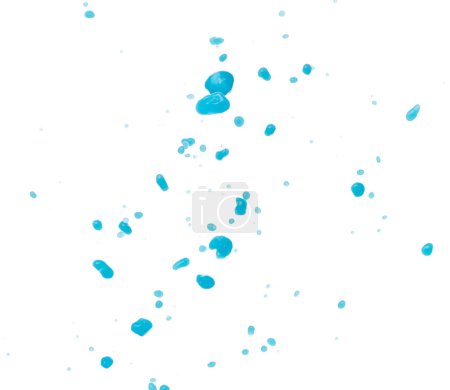 Foto de Derrame de agua de pintura azul salpicadura en forma de. Loción líquida azul hidratante cosmético verter flotador en el aire. Bebida azul cóctel explosión lanzar aleteo. Fondo blanco aislado obturador de alta velocidad - Imagen libre de derechos
