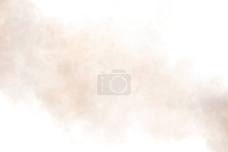 Foto de Densa esponja esponjosa de humo blanco y niebla sobre fondo blanco, nubes de humo abstracto, todo movimiento borroso, intención fuera de foco, contaminación del aire pm 2.5 polvo en la ciudad - Imagen libre de derechos