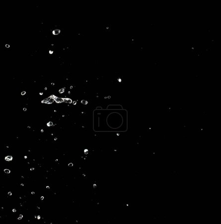Photo for Shape form throw of Water splashes into drop water attack fluttering in air and stop motion freeze shot. Splash Water for explosion texture graphic resource elements, black background isolated - Royalty Free Image