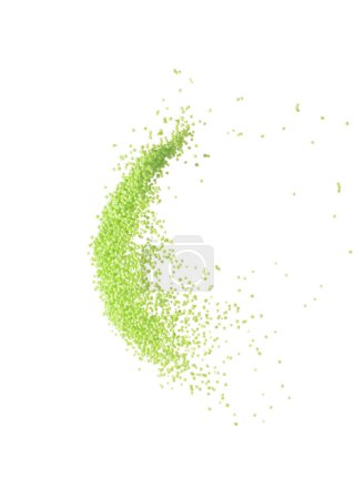 Foto de Sago seeds flying explosion, green grain wave floating. Abstract cloud fly splash in air. Green colored Sago seeds is material food. White background Isolated high speed shutter, freeze stop motion - Imagen libre de derechos