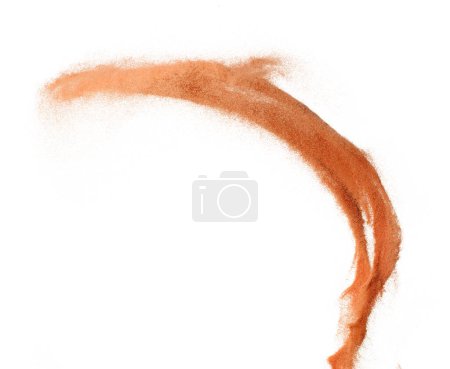 Photo for Sand Storm desert with wind blow spin swirl around. Brick red sand tornado storm with high wind. Fine Sand circle around, White background Isolated throwing particle element object - Royalty Free Image