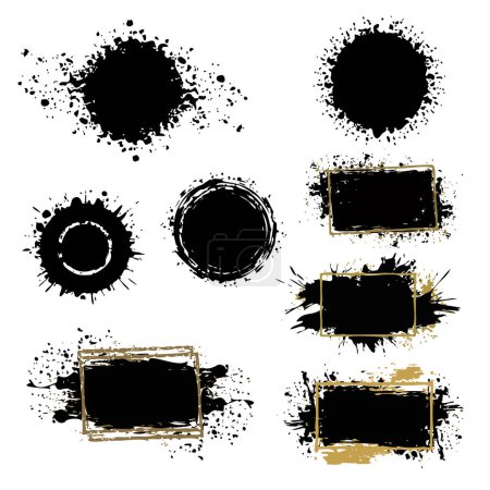 Vector set of grunge art strokes, brushes or blotches. Creative design elements.