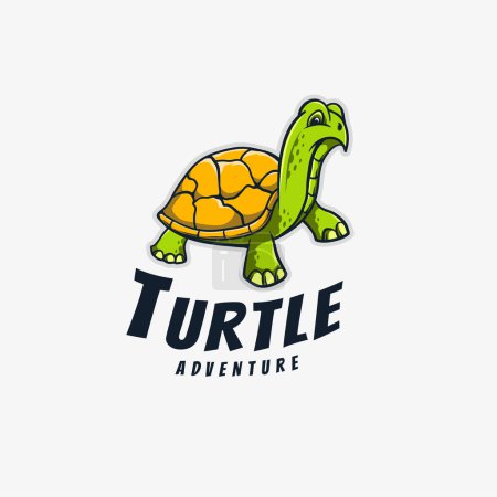 Téléchargez les illustrations : Illustration de la mascotte de logo de dessin animé tortue marche - en licence libre de droit