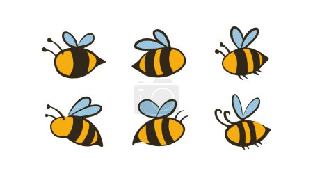 Téléchargez les illustrations : Mignon icône d'abeille logo dessin animé pour les produits de miel illustration design - en licence libre de droit