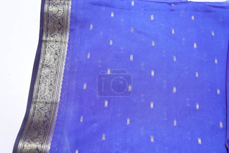 Photo for Women Traditional Handmade Work Saree Isolated on White Background - Royalty Free Image
