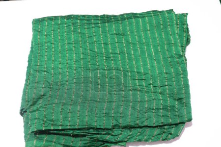 Photo for Female Handmade Green Colored Dupatta Isolated on White Background - Royalty Free Image