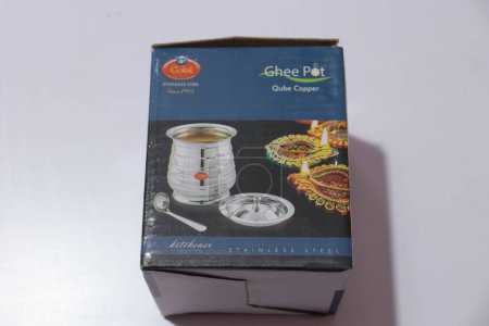 Photo for Box of Steel Ghee Pot - Royalty Free Image