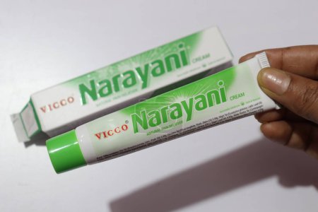 Photo for Vicco Narayani Cream Isolated on White Background, Hyderabad, India - Royalty Free Image