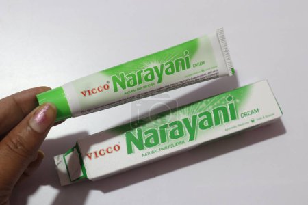 Photo for Vicco Narayani Cream Isolated on White Background, Hyderabad, India - Royalty Free Image