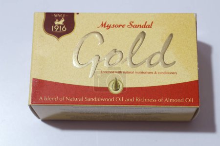 Photo for Santoor gold Body Soap Isolated on White Background in Hyderabad, India - Royalty Free Image