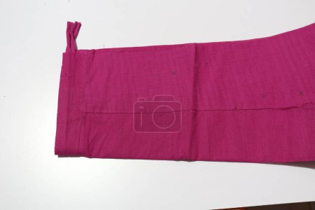 Photo for Female Pink Handmade Work Saree Isolated on White Background - Royalty Free Image