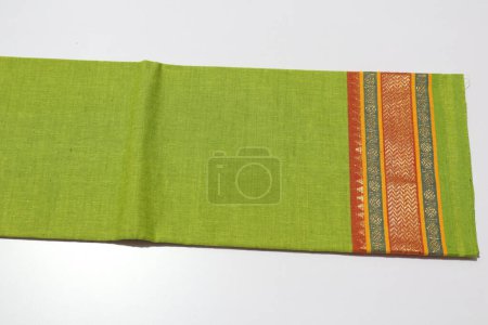 Photo for Green Handmade Saree Isolated on White Background - Royalty Free Image