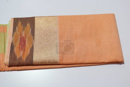 Photo for Traditional Handmade Work Saree Isolated on White Background - Royalty Free Image