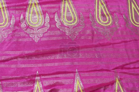 Photo for Traditional female Purple Colour Handmade Work Saree Isolated on White Background - Royalty Free Image