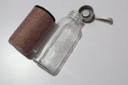 Photo for Empty transparent glass jar bottle for drinks. Plastic bottle - Royalty Free Image