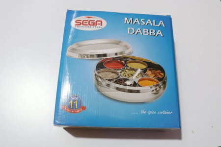 Photo for Silver utensils masala box in original box - Royalty Free Image