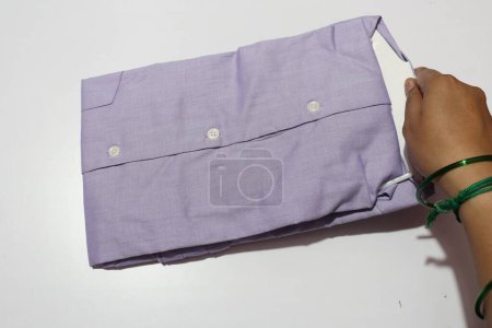 Photo for Purple Colour Formal shirt isolated on white background - Royalty Free Image