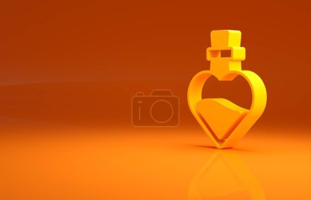 Photo for Yellow Bottle with love potion icon isolated on orange background. Valentines day symbol. Minimalism concept. 3d illustration 3D render . - Royalty Free Image