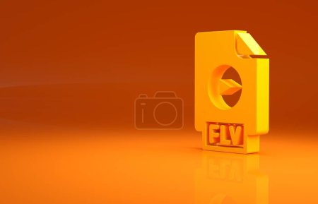 Photo for Yellow FLV file document video file format. Download flv button icon isolated on orange background. FLV file symbol. Minimalism concept. 3d illustration 3D render. - Royalty Free Image