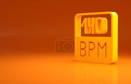 Photo for Yellow Bitrate icon isolated on orange background. Music speed. Sound quality. Minimalism concept. 3d illustration 3D render. - Royalty Free Image