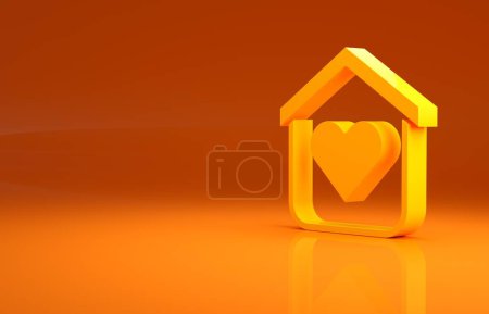 Yellow Shelter for homeless icon isolated on orange background. Emergency housing, temporary residence for people, bums and beggars without home. Minimalism concept. 3d illustration 3D render.