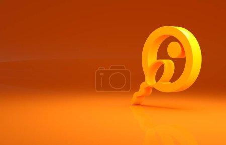 Photo for Yellow Sperm icon isolated on orange background. Minimalism concept. 3d illustration 3D render. - Royalty Free Image