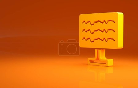 Foto de Icono del encefalograma amarillo aislado sobre fondo naranja. Actividad eléctrica. Concepto minimalista. 3D ilustración 3D render. - Imagen libre de derechos