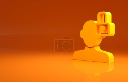 Photo for Yellow Closed personality icon isolated on orange background. Introvert psychology. Minimalism concept. 3d illustration 3D render. - Royalty Free Image