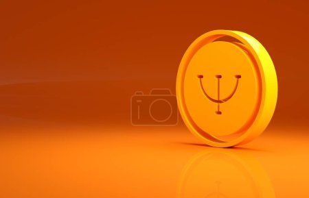 Téléchargez les photos : Icône de psychologie jaune isolée sur fond orange. Symbole Psi. Concept de santé mentale, analyse psychologique et psychothérapie. Concept de minimalisme. Illustration 3D rendu 3D. - en image libre de droit