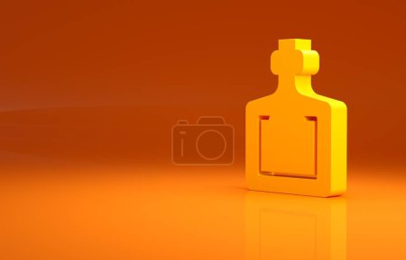 Photo for Yellow Bottle with potion icon isolated on orange background. Flask with magic potion. Happy Halloween party. Minimalism concept. 3d illustration 3D render. - Royalty Free Image