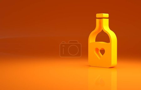 Photo for Yellow Bottle with love potion icon isolated on orange background. Happy Valentines day. Minimalism concept. 3d illustration 3D render. - Royalty Free Image