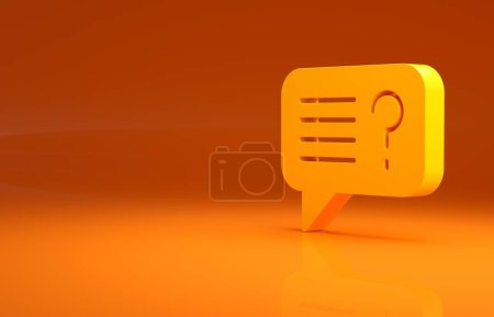 Photo for Yellow Unknown search icon isolated on orange background. Magnifying glass and question mark. Minimalism concept. 3d illustration 3D render. - Royalty Free Image