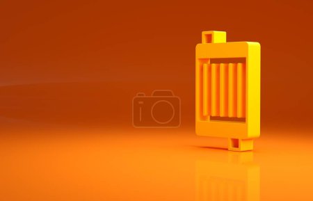 Foto de Icono del sistema de refrigeración del radiador del coche amarillo aislado sobre fondo naranja. Concepto minimalista. 3D ilustración 3D render. - Imagen libre de derechos
