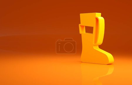 Photo for Yellow Sport boxing shoes icon isolated on orange background. Wrestling shoes. Minimalism concept. 3d illustration 3D render. - Royalty Free Image