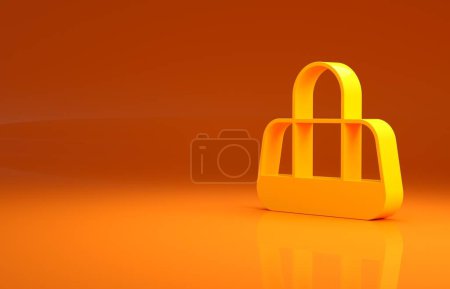 Photo for Yellow Sport bag icon isolated on orange background. Minimalism concept. 3d illustration 3D render. - Royalty Free Image