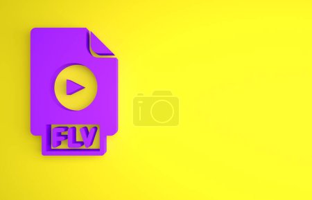 Photo for Purple FLV file document video file format. Download flv button icon isolated on yellow background. FLV file symbol. Minimalism concept. 3D render illustration. - Royalty Free Image