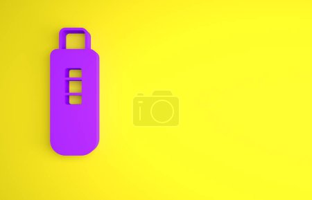 Photo for Purple Pregnancy test icon isolated on yellow background. Minimalism concept. 3D render illustration. - Royalty Free Image