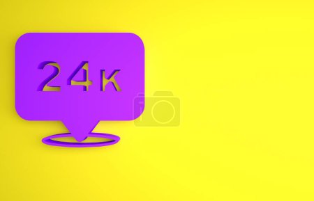 Foto de Purple Gold bars icono de 24k aislado sobre fondo amarillo. Concepto de negocio bancario. Concepto minimalista. Ilustración de representación 3D. - Imagen libre de derechos