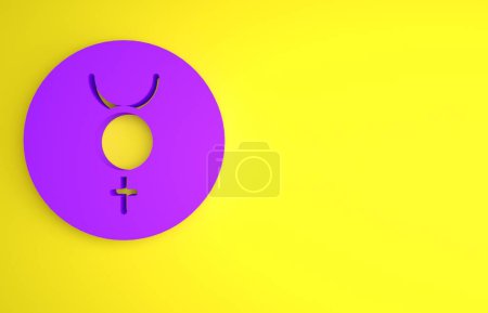 Foto de Purple Antiguo símbolo astrológico del icono de Mercurio aislado sobre fondo amarillo. Planeta astrológico. Signo de zodíaco y astrología. Concepto minimalista. Ilustración de representación 3D. - Imagen libre de derechos