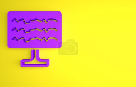 Foto de Icono de encefalograma púrpura aislado sobre fondo amarillo. Actividad eléctrica. Concepto minimalista. Ilustración de representación 3D. - Imagen libre de derechos