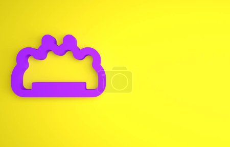 Photo for Purple Brass knuckles icon isolated on yellow background. Minimalism concept. 3D render illustration. - Royalty Free Image